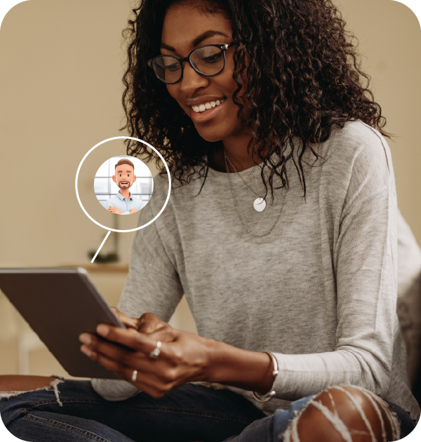 An insurance sales agent uses the generative AI assistant.