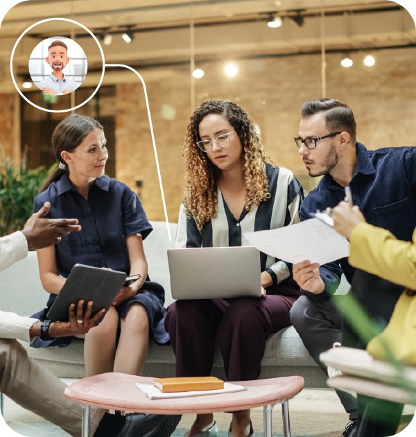 A team from the insurance company interacts with John, Pragma's generative AI.